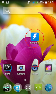 Langkah Kedua  : Setelah aplikasi terinstall, buka aplikasi kingroot di menu android kamu.