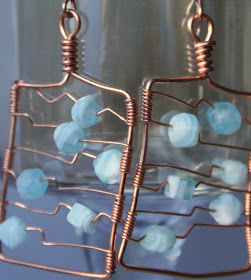 Azure: copper, blue stone earrings :: All Pretty Things