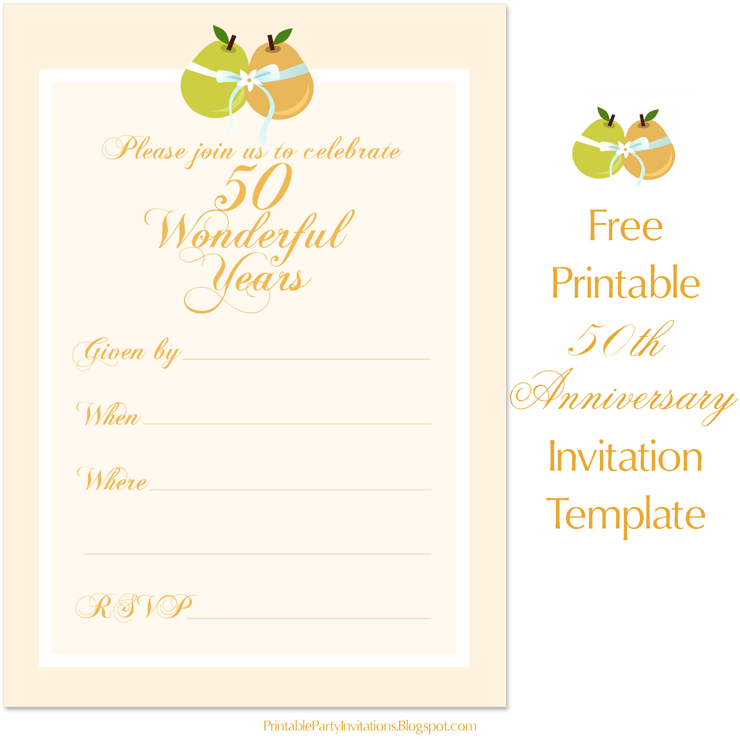 Free 50th  Wedding  Anniversary  Invitation  Template Free 