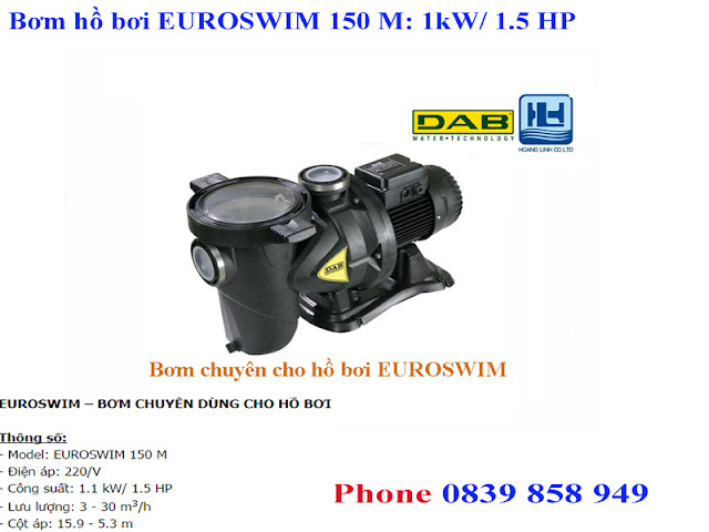 máy bơm hồ bơi euroswim 150M