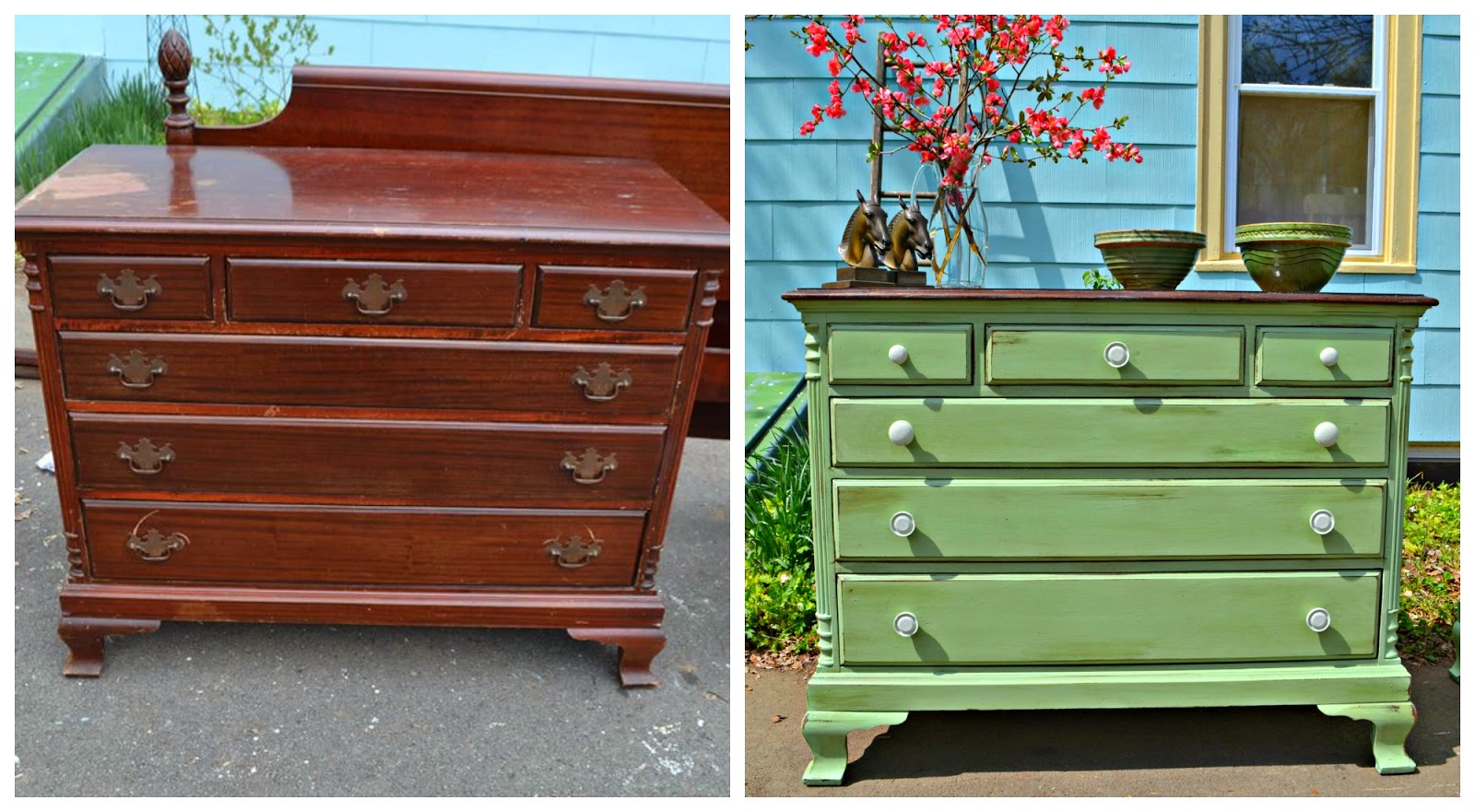 Heir And Space A Pair Of Antique Mahogany Dressers In Spearmint