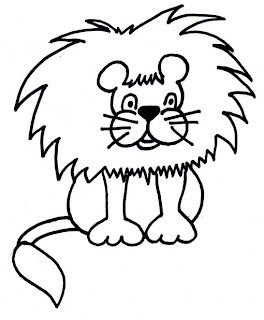 Black and white clip art of lions