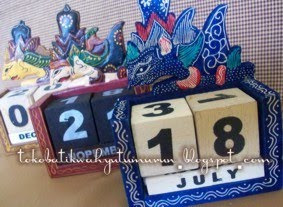Indonesian Batik Puppet Wood Calendar Souvenir