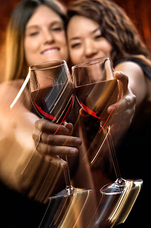 party; wine; women toasting