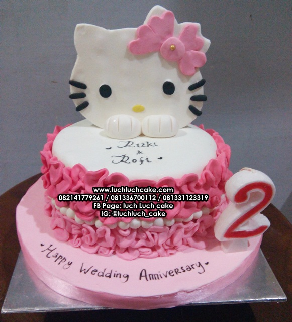 Luch Luch Cake Kue Tart Fondant Hello Kitty  Wedding 
