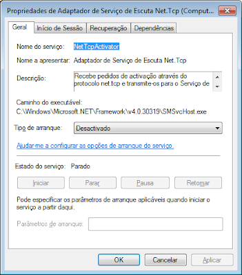 parar e iniciar servicos pelo prompt de comando