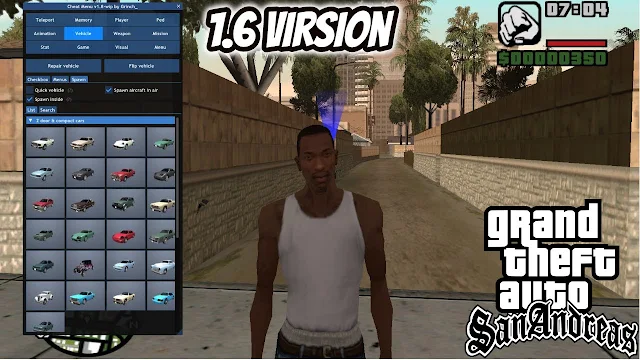 GTA San Andreas New Cheat Menu 1.6 Free Download For Pc