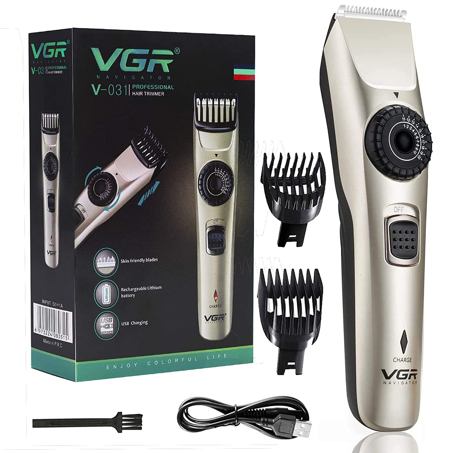 VGR V-031 Hair Trimmer Professional Cord & Cordless Hair Clipper for men-multicolor