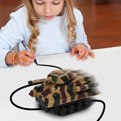 This Toy Tank Follow The Thick Trail You Draw On White Paper