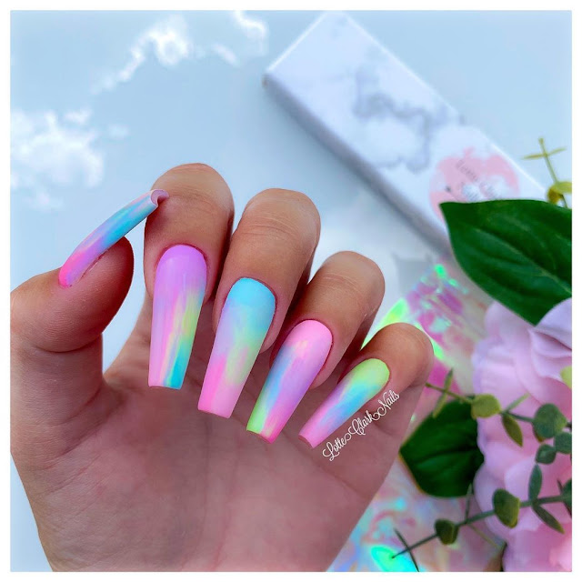 Vibrant Tie-Dye Coffin Nail