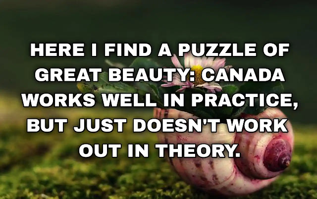 "Here I find a puzzle of great beauty: Canada works well in practice, but just doesn't work out in theory." ~ B. W. Powe