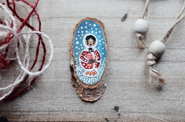 christmas painting on a small wood