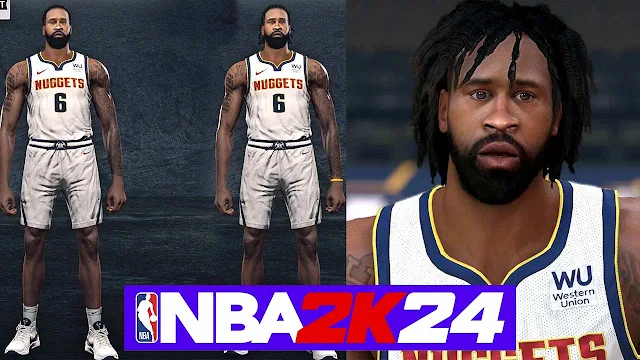 NBA 2K24 DeAndre Jordan Cyberface (3 Hairstyles)