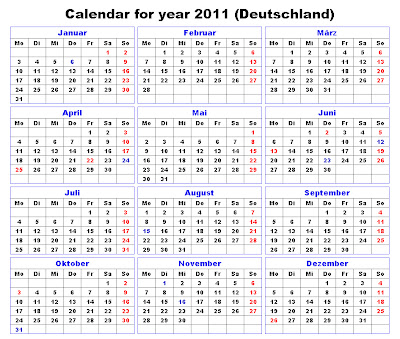 Calendar pentru anul 2011 în limba germană - varianta 3