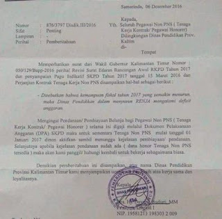 Surat Edaran Untuk Guru Honorer Mengenai Rancangan KPPD 2017