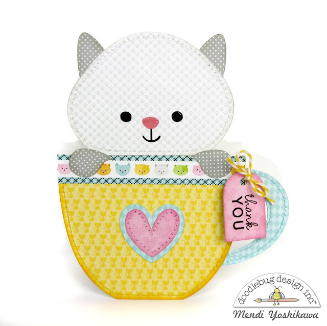 Doodlebug Design Kitten Smitten Shaped Cards by Mendi Yoshikawa using New Cutting Files 