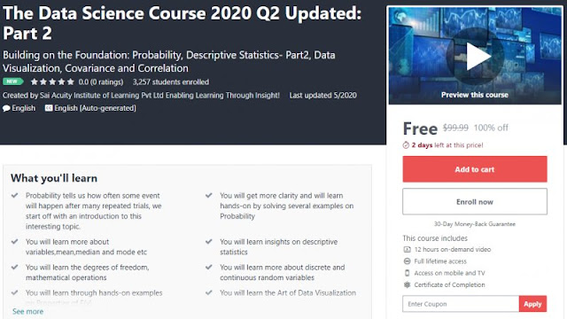 [100% Off] The Data Science Course 2020 Q2 Updated: Part 2| Worth 99,99$