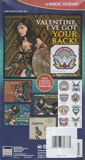 Back of Wonder Woman Valentines With Rub On Transfers box