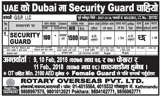 Jobs in UAE for Nepali, Salary Rs 41,640