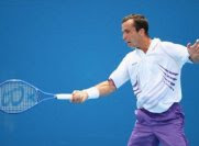 Radek Stepanek in action against Michael Berrer at the Australian Open