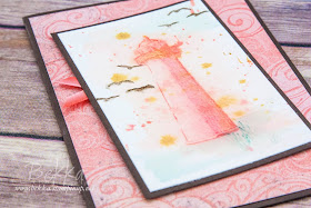 No Line Watercolour Lighthouse Card for any occasion featuring the High Tide Stamps from Stampin' Up! UK