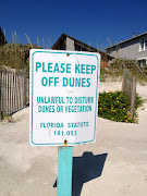 On many Florida beaches signs posted at regular intervals advising . (dunes sign)