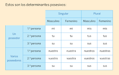 Resultado de imagen de determinantes posesivos