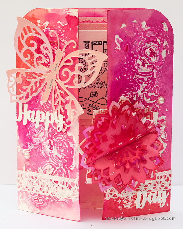 Layers of ink - Gatefolded Pink Card Tutorial by Anna-Karin with Katelyn Lizardi Sizzix dies