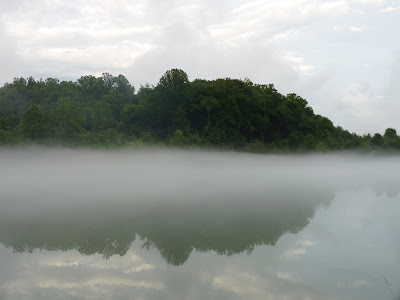 mist on melton hill lake