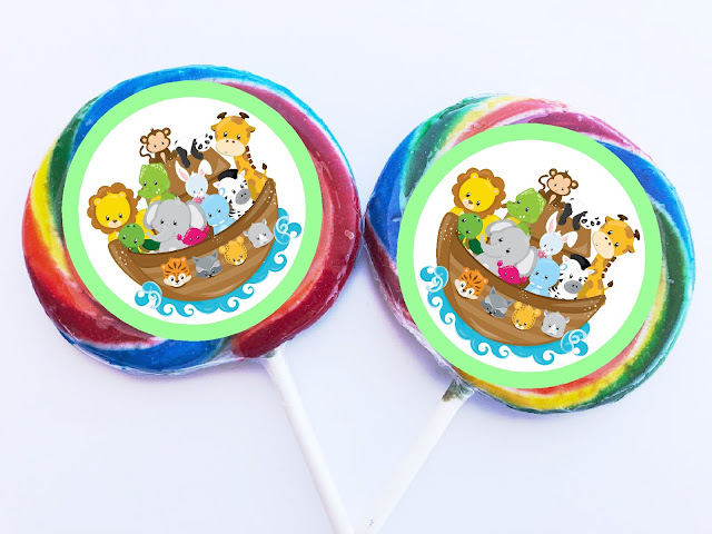 Enjoy some animal fun at your next birthday party or baby shower with this fun Noah's Ark party theme. These printable Noah's Ark cupcake toppers can be used for decorating your party cupcakes, your invitation envelopes, whirly pop suckers, or any party decoration that you need. Be sure to save this free printable and check out the other coordinating Noah's Ark party printables.