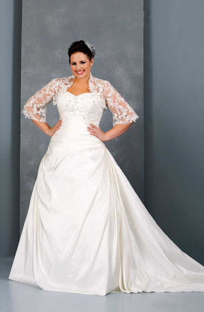 fabulous-sweetheart-floor-length-Plus-Size-Wedding-Dress-A-Line-Court-Train-Taffeta-With-half-sleeves-veil