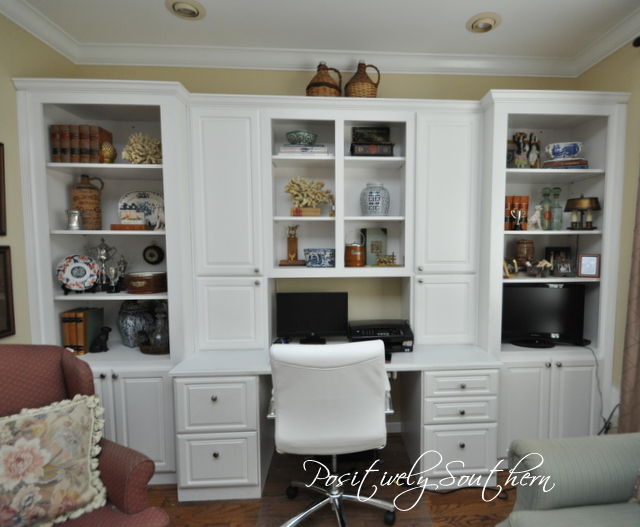 Built ins filled with antiques