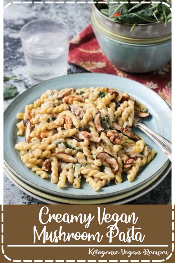 Creamy Vegan Mushroom Pasta - this dairy free sauce recipe is creamy and smooth and the perfect complement to lots of pasta and earthy mushrooms. Tahini, garlic, lemon, and plant milk come together easily and the whole dish is ready in under 30 minutes. Perfect for a quick lunch or dinner. #vegan #glutenfree #dairyfree #oilfree #mushroom
