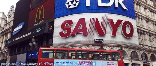 Adverts at Piccadilly Circus photo credit by markhillary