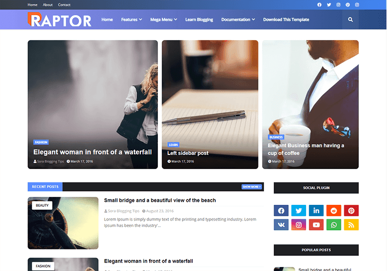 Raptor Blogger Template