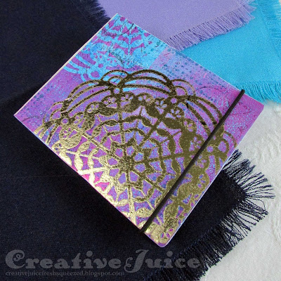 Lisa Hoel for Eileen Hull - monoprinted Post-it holder with her new Ch. 4 Sizzix dies the Notepad & Heart Mandala Dies! #gelpressobsessed #creativejuicefreshsqueezed #eileenhull #eileenhulldesigns #eileenhullsizzix #ehinspirationteam #eheducators #Sizzix #mymakingstory #diecutting