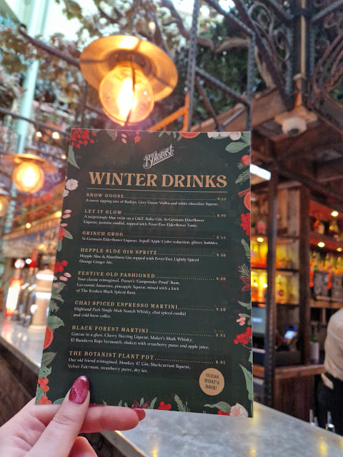 Christmas Cocktails & Drinks in Newcastle 2022  - Botanist Winter Drinks Menu