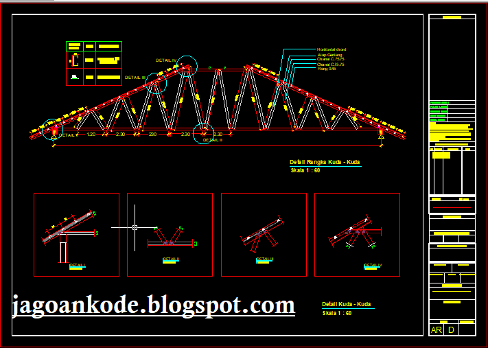  Detail  Kuda Kuda Atap Baja  Ringan  Autocad Dwg Jagoan Kode