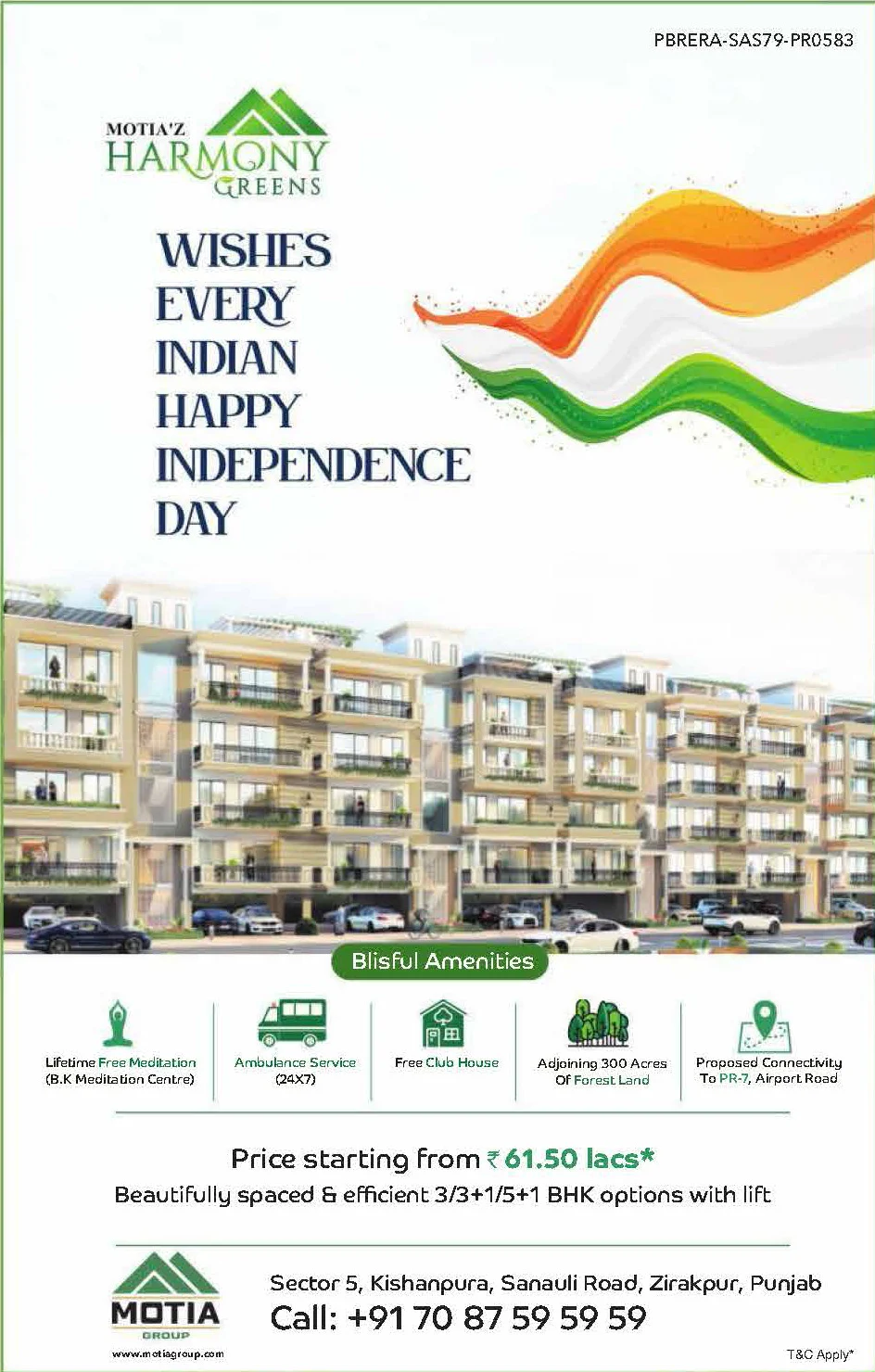 #19 Motiaz Harmony Greens Wishes every India Happy Independence Day