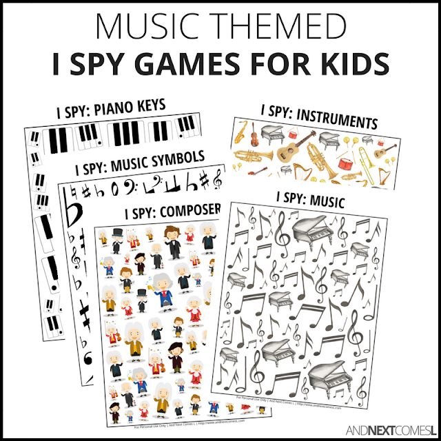 Music themed I spy games for kids from And Next Comes L