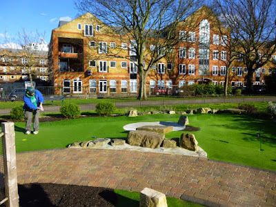 Pat of the Putting Penguin playing minigolf in London when we were allowed outdoors