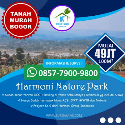 Brosur Jual Tanah Kavling Murah di Bogor Harmoni Nature Park Gratis AJB Bibit Pohon Buah dan Wisata 3 Negara