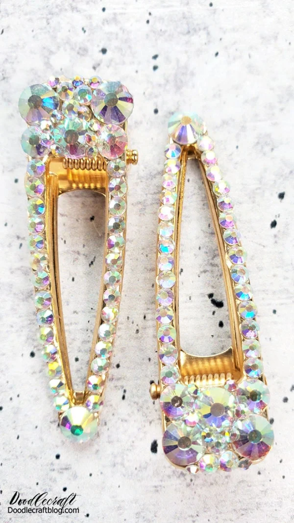 I guess I bring up my childhood because I would have loved these fancy rhinestone hair clips when I was little.    I loved everything sparkly and shimmery then--and I still do now!