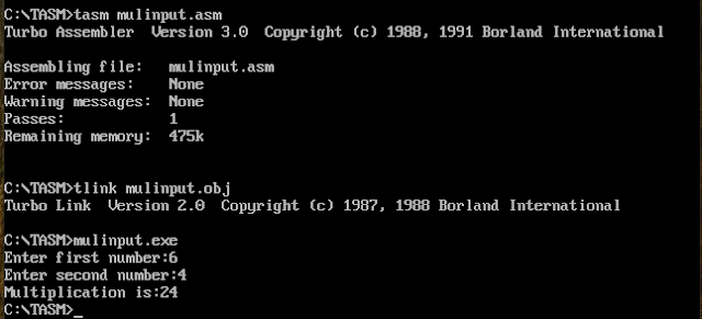 multiplication in assembly language 8086