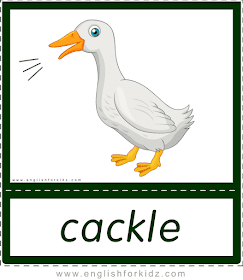 Animal sounds flashcards - cackle - goose -- printable ESL resources