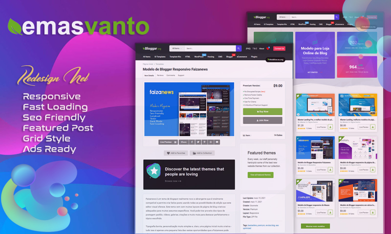 Envato - Clone Blogger Template Free Download for Blogspot Website