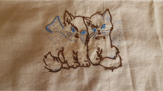 Finishing a vintage embroidery project