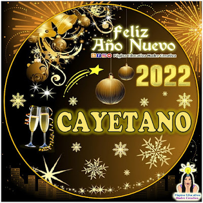 Nombre CAYETANO por Año Nuevo 2022 - Cartelito hombre
