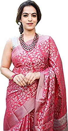 Macube Women's Banarasi Jacquard Soft Lichi Silk Saree