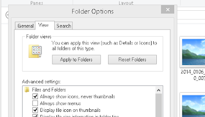 หน้าต่าง Folder Options